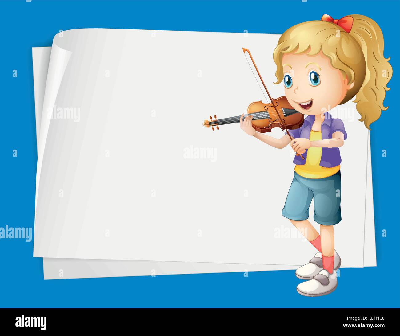 Paper design with girl playing violin illustration Stock Vector Image ...