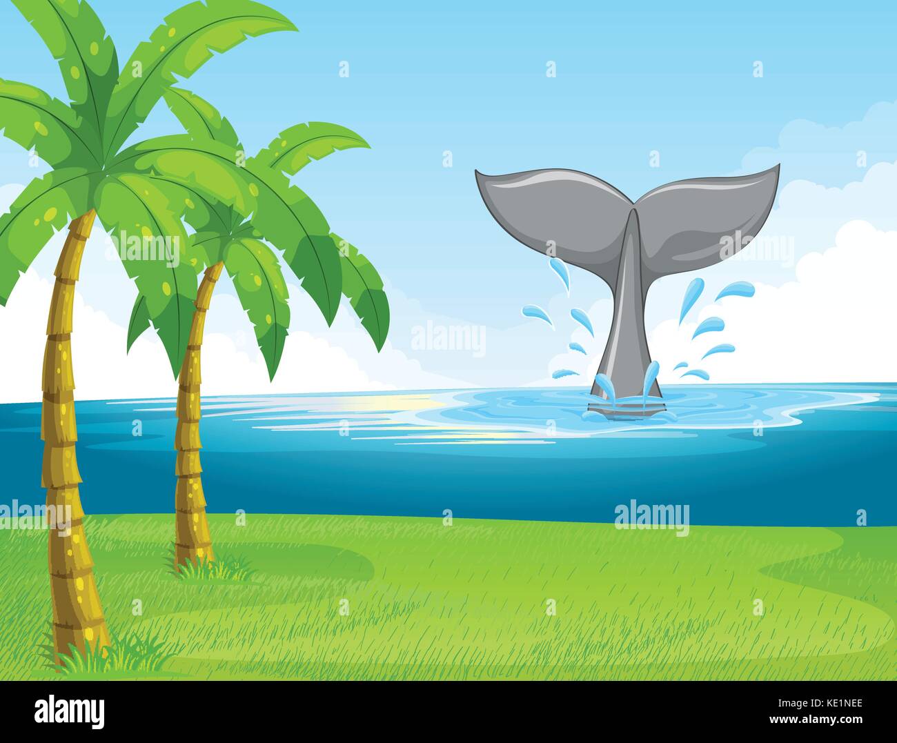 Whale swimming in the ocean illustration Stock Vector Image & Art - Alamy