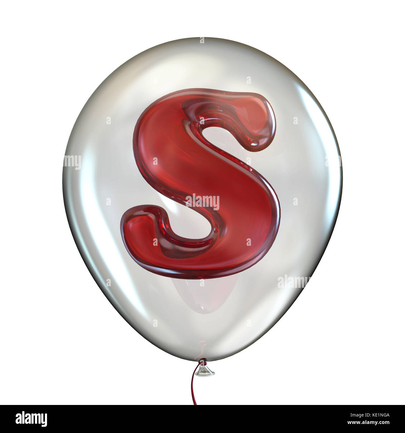 Letter S in transparent balloon 3D render illustration isolated on ...