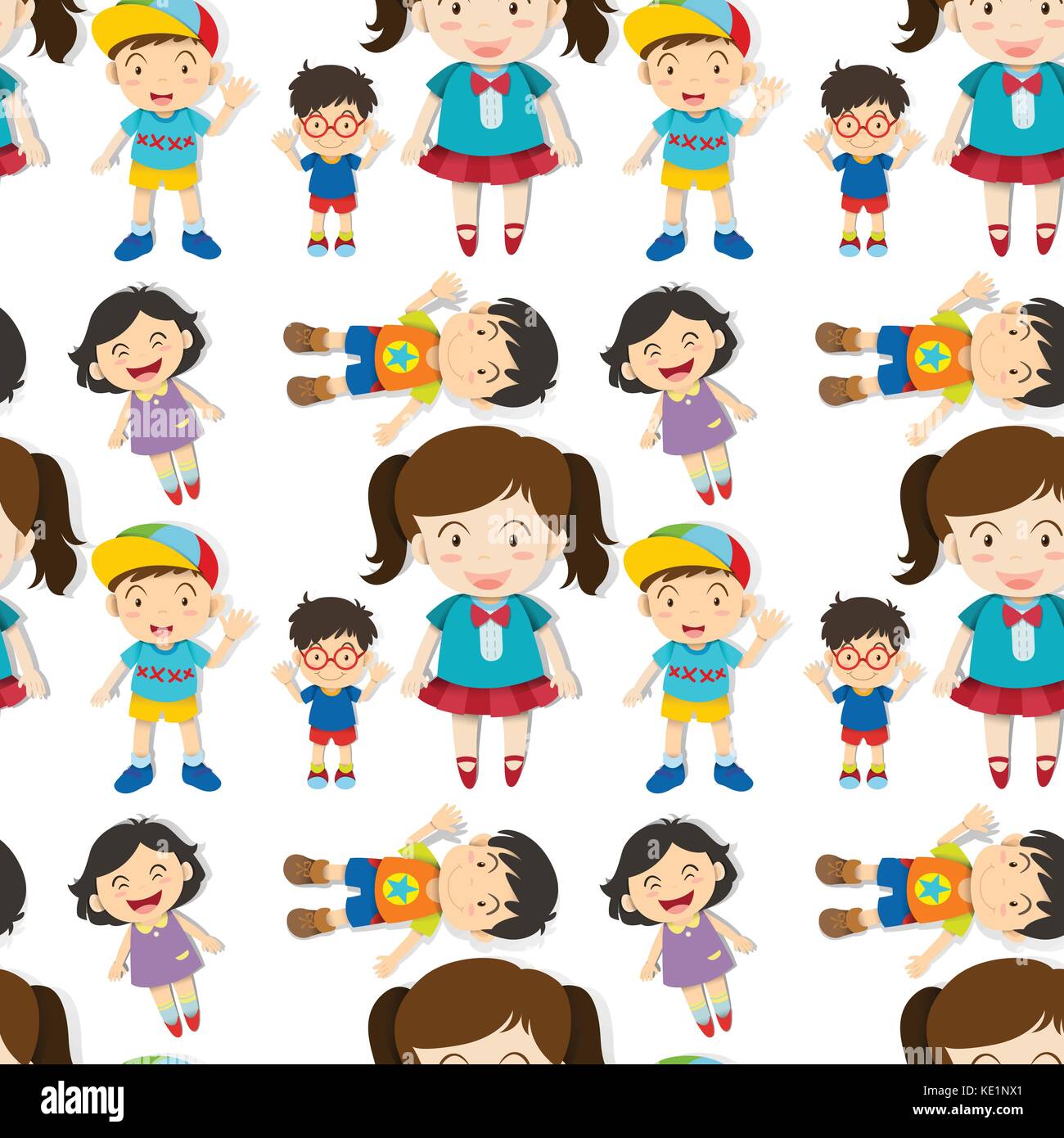 Seamless cute boys and girls illustration Stock Vector Image & Art - Alamy