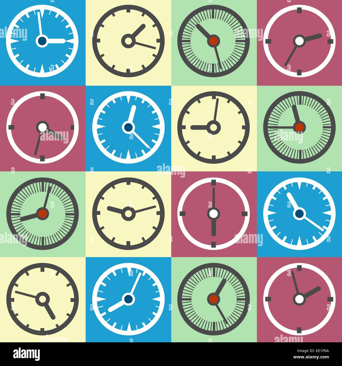 Colorful clock icons Stock Vector