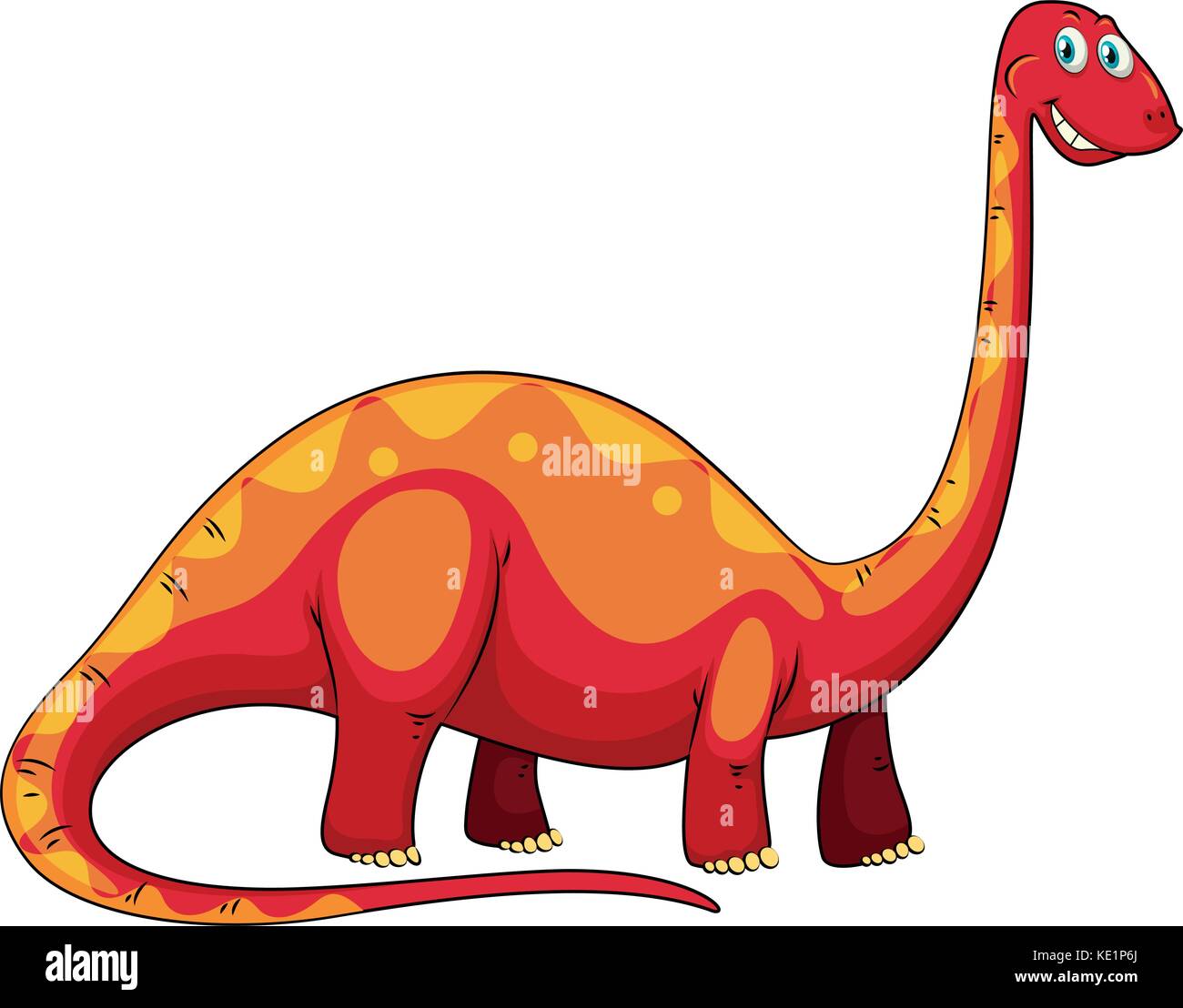 Long neck red dinosaur on white illustration Stock Vector Image & Art