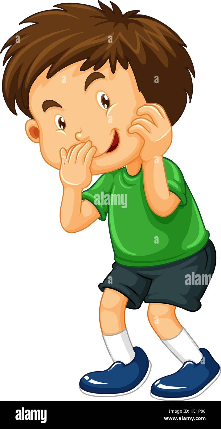 Little boy in green shirt illustration Stock Vector Image & Art - Alamy