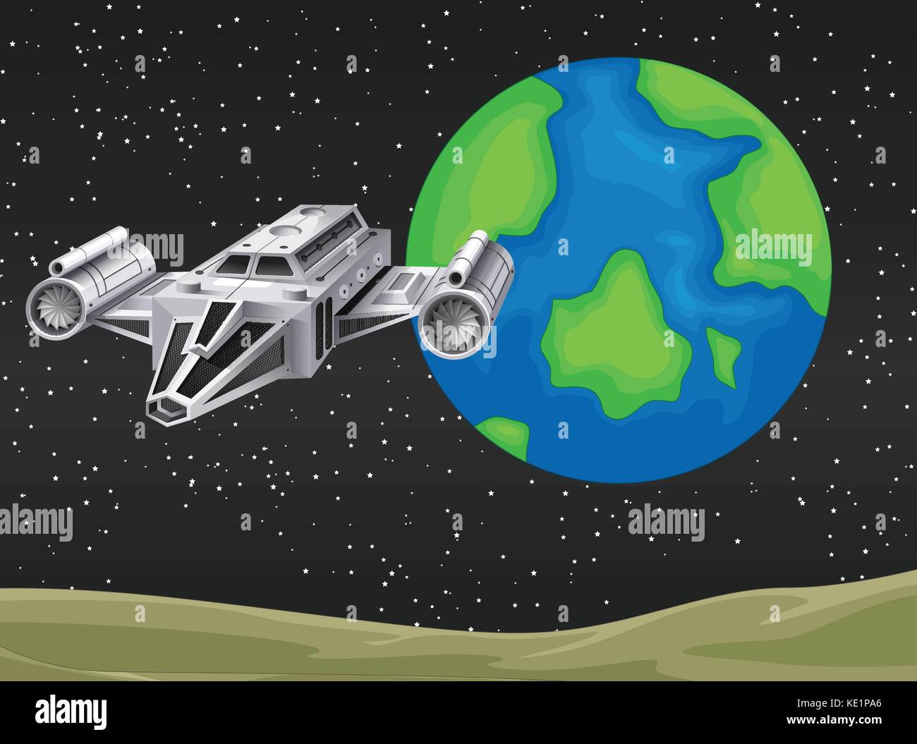 Spaceship flying in the space illustration Stock Vector Image & Art - Alamy