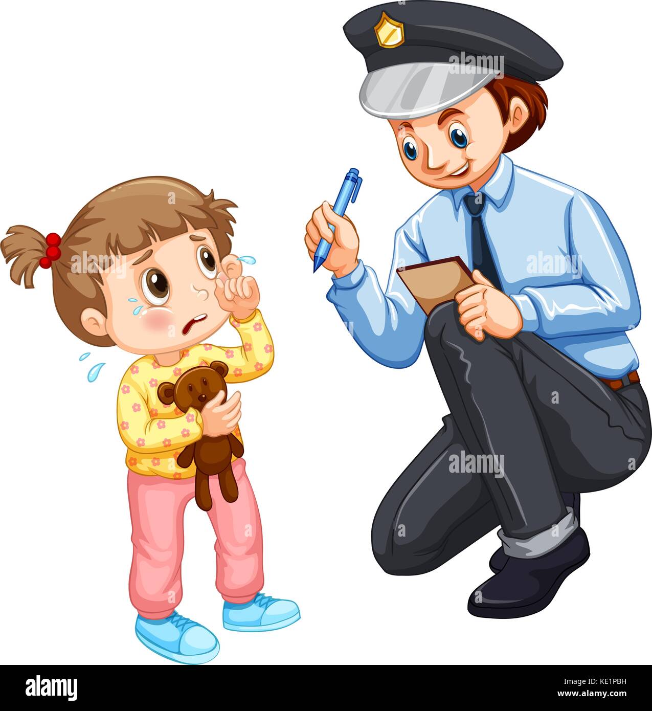 Police recording lost child illustration Stock Vector