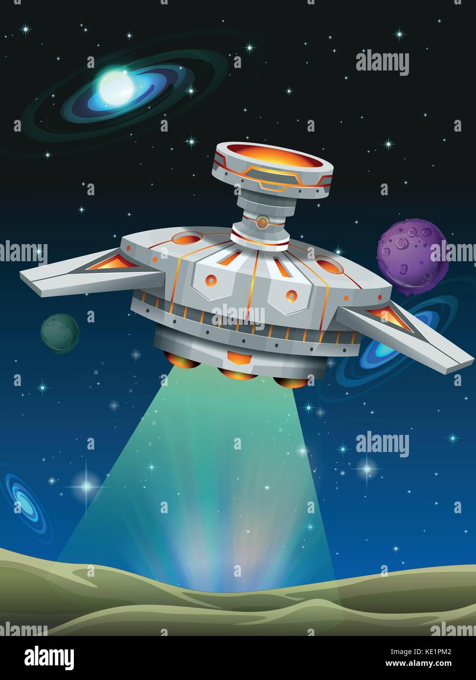 Spaceship taking off from the planet illustration Stock Vector Image ... Spaceship taking off from the planet illustration Stock Vector Image ...
