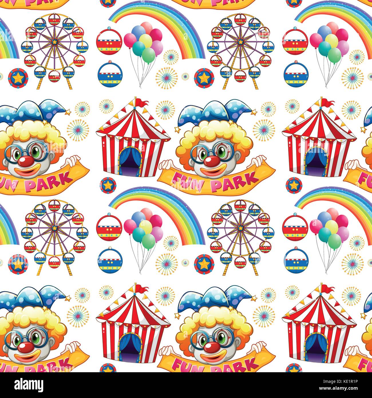 Seamless clowns and circus illustration Stock Vector Image & Art - Alamy