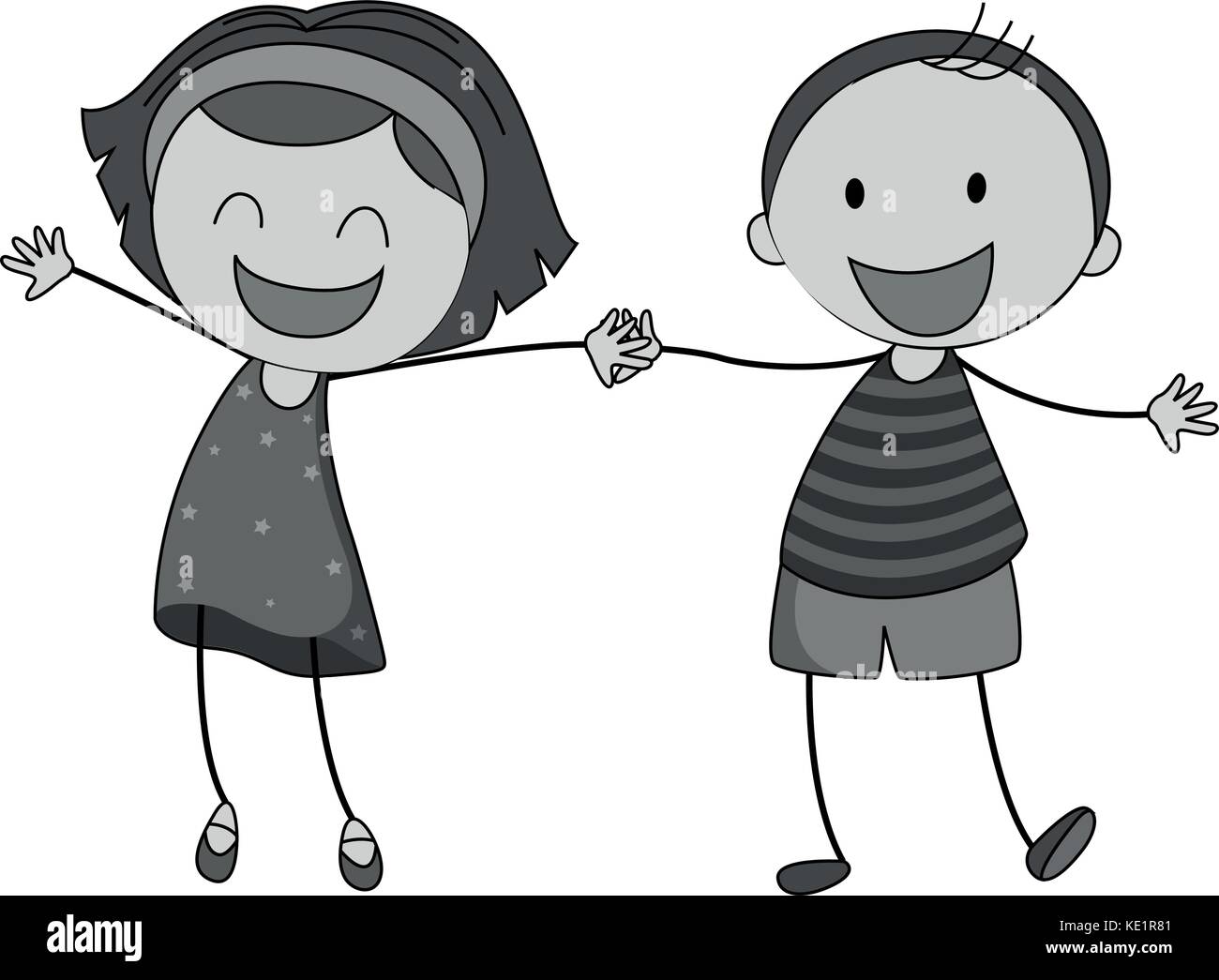 Boy and girl holding hands illustration Stock Vector Image & Art - Alamy