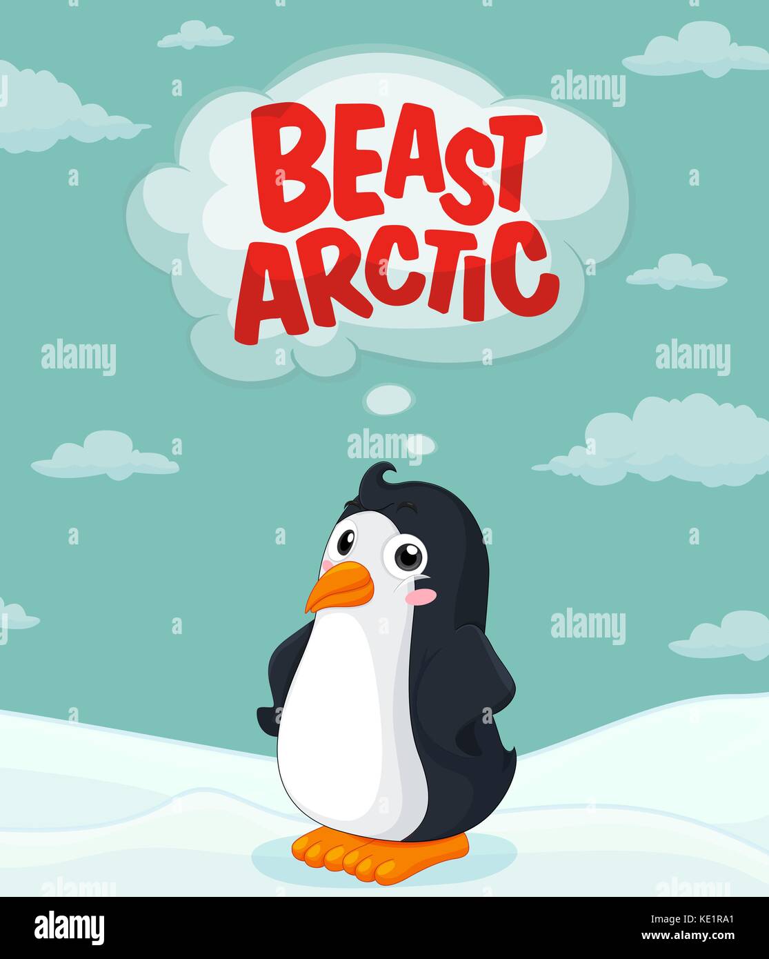Cute penguin standing on ice illustration Stock Vector Image & Art - Alamy
