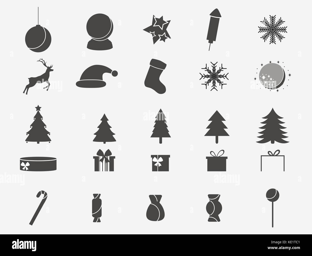 Christmas icon set. Collection of holiday symbols. Vector illustration ...