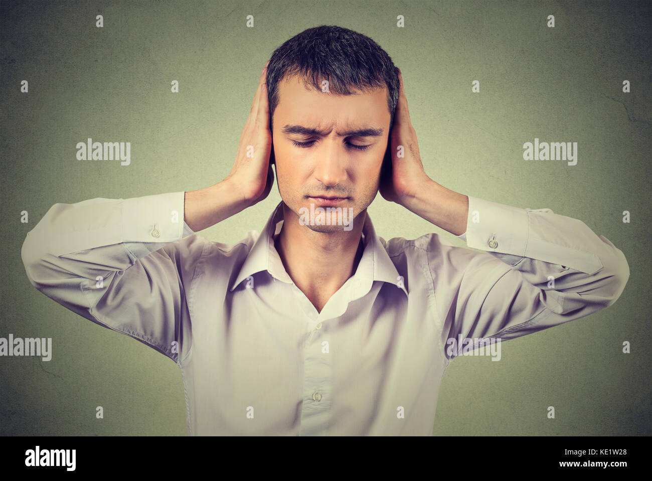 Closeup portrait handsome, peaceful, tranquil, looking relaxed, young