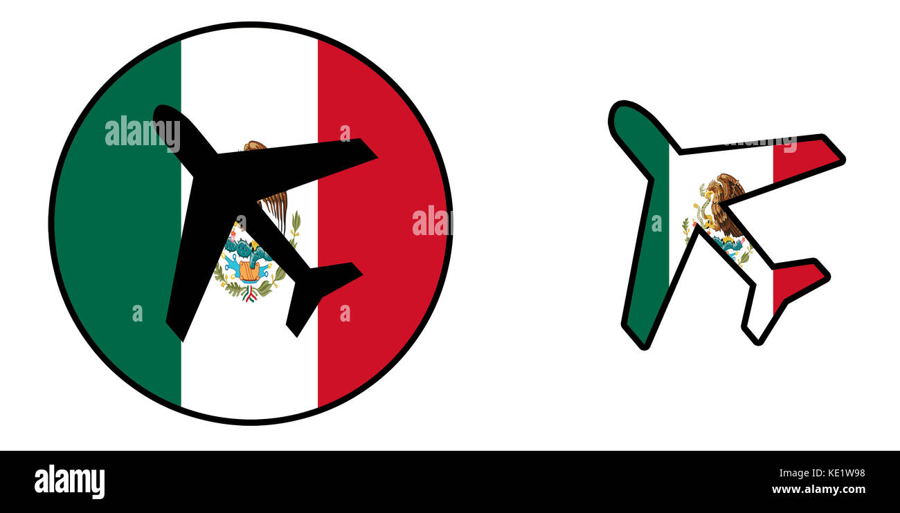 Nation flag - Airplane isolated on white - Mexico Stock Photo