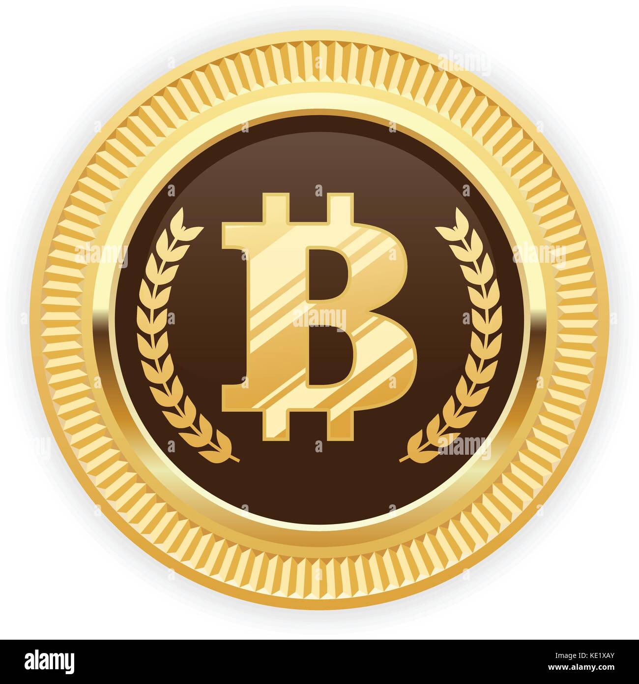 Bitcoin Symbol On Gold Medal Cryptocurrency Icon Stock Vector Image Art Alamy