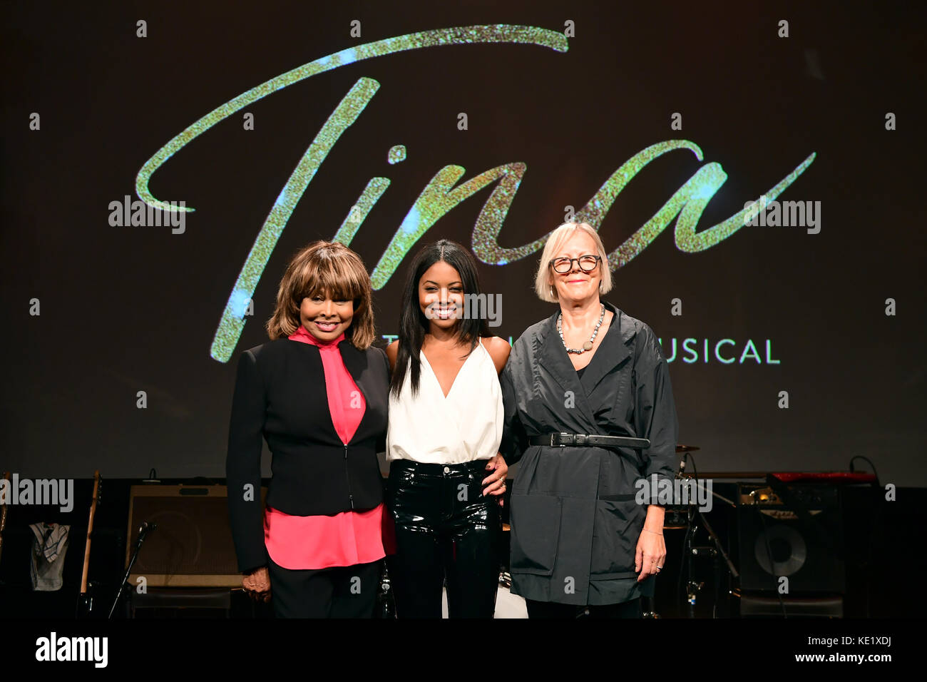 (left to right) Tina Turner, Adrienne Warren and Phyllida Lloyd attending the photocall for the new west end musical Tina, based on the music of Tina Turner held at the Hospital Club, London. Stock Photo