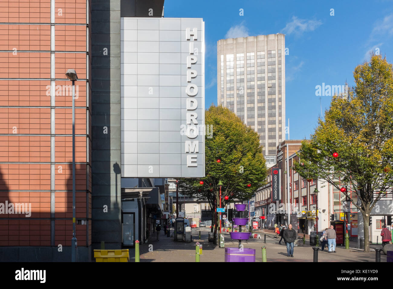 The Hippodrome Theatre and Hurst Street in Birmingham's Chinatown Stock Photo