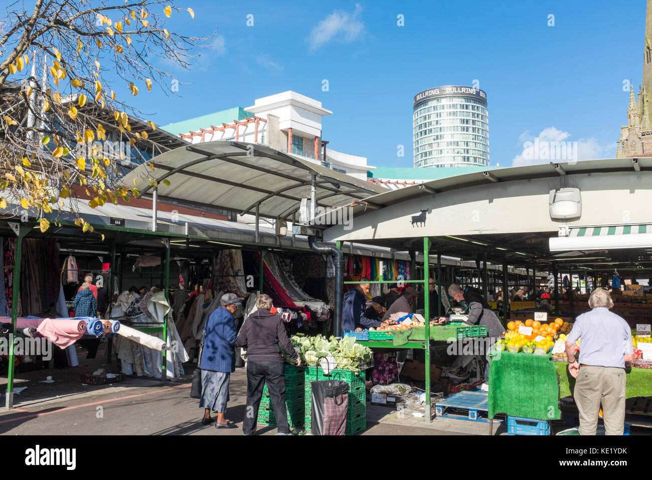 Fruit and vegetables on sale at Birmingham Bullring Outdoor Market in