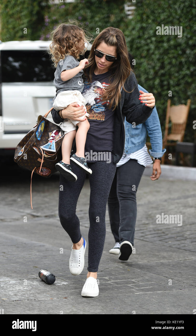 Jessica Biel out and about with her son Silas Randall Timberlake ...