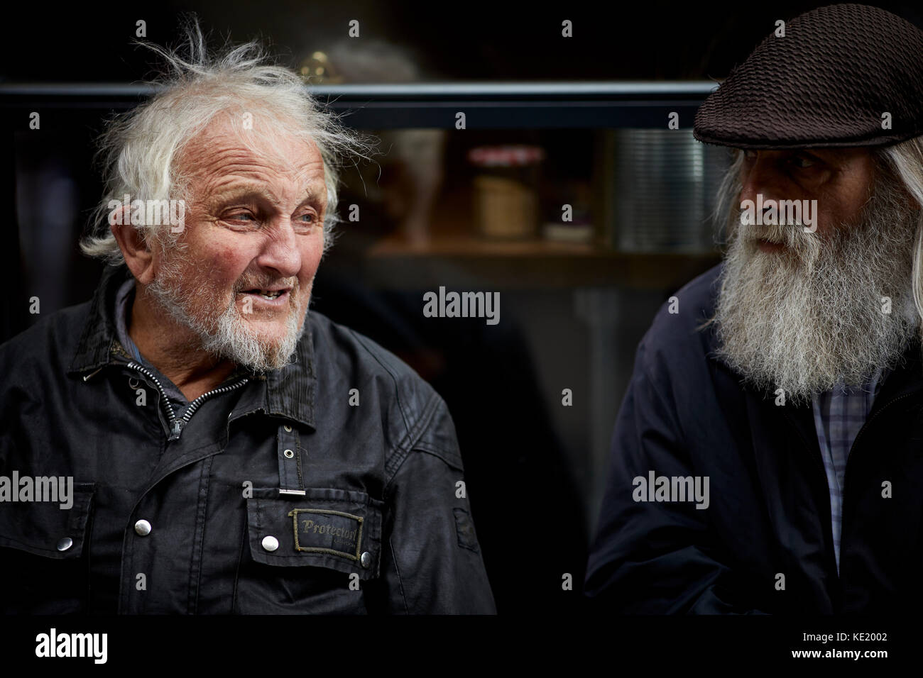 Old man in leather jacket hi-res stock photography and images - Alamy