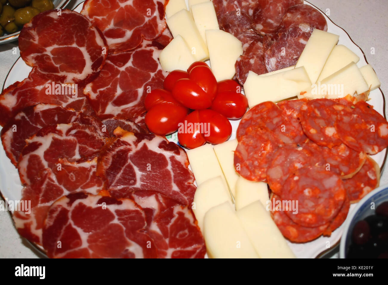 salami and calabrian cheeses Stock Photo