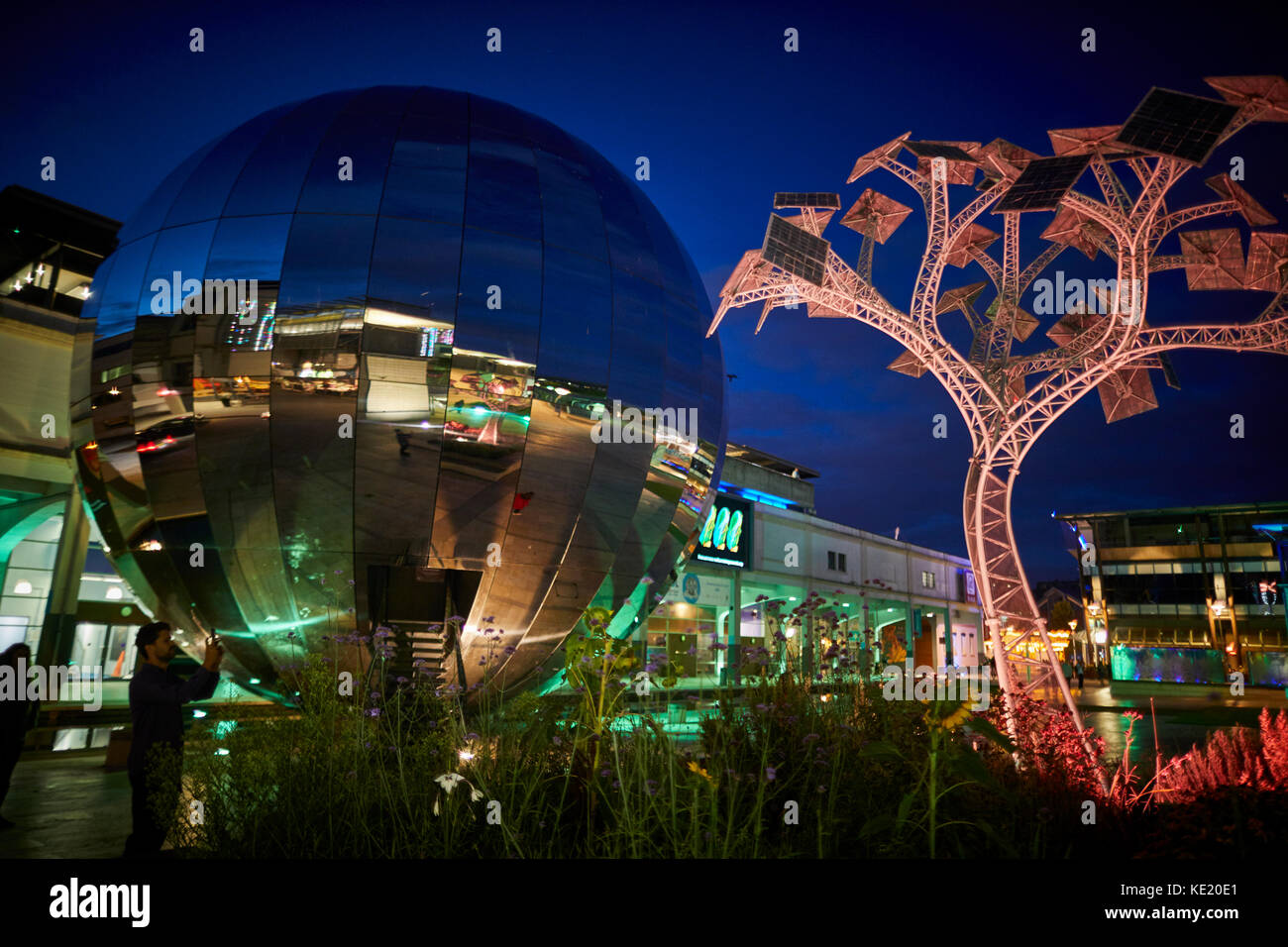 Solar powered The Energy Tree in Millennium Square Bristol city centre Stock Photo Alamy