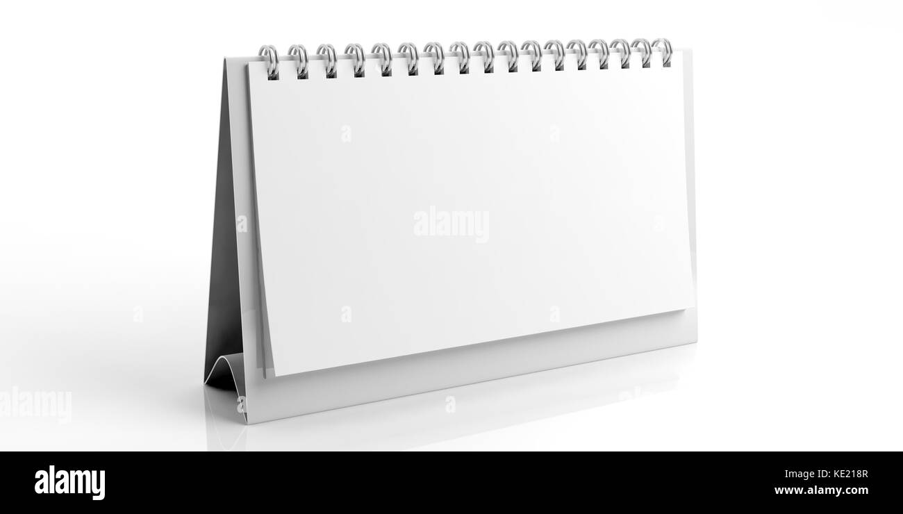 Blank desk calendar isolated on white background. 3d illustration Stock ...