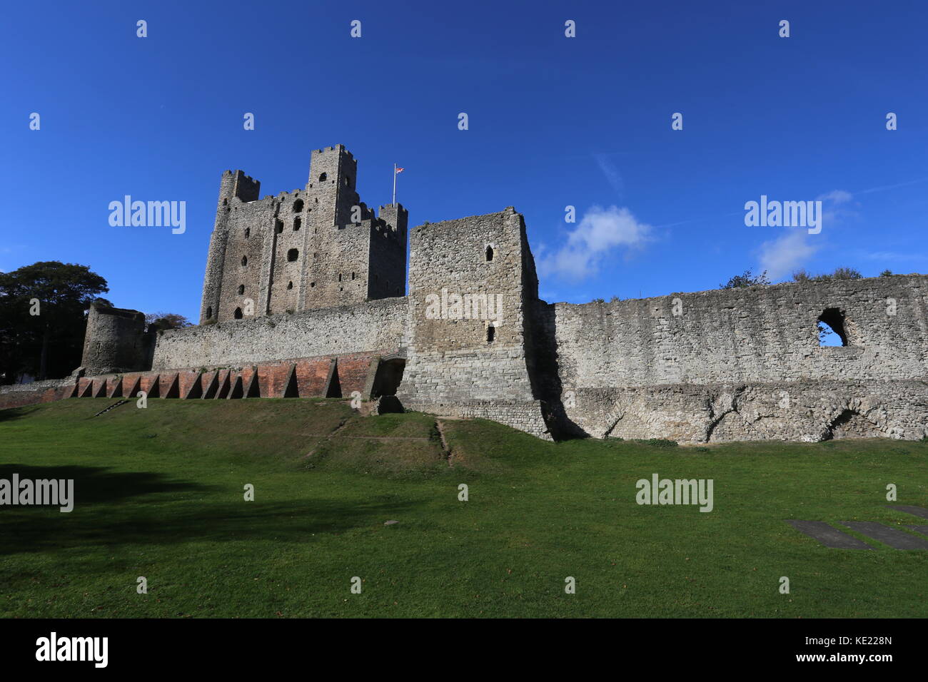 Exterior of ruin of Rochester Castle Rochester Kent UK October 2017 ...