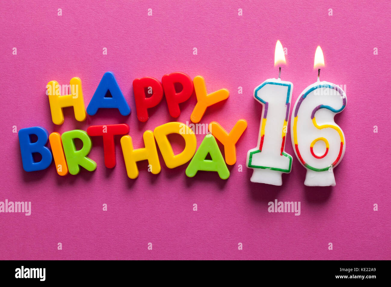 Number 16 happy birthday celebration candle Stock Photo Alamy