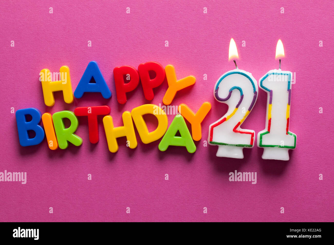 number 21 pink birthday candle