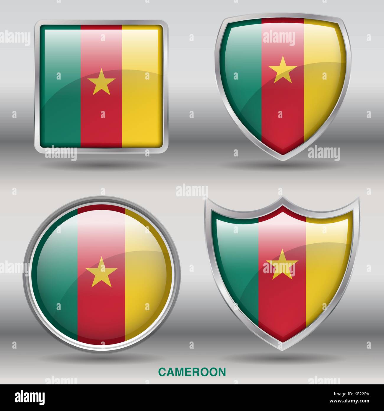 Cameroon Flag 4 Shapes Flags States Country In The World With