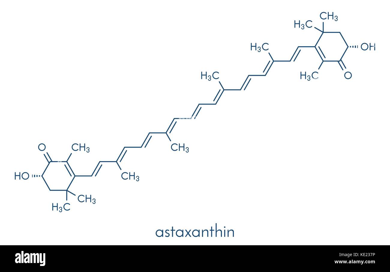 Astaxanthin pigment molecule. Carotenoid responsible for the pinkred