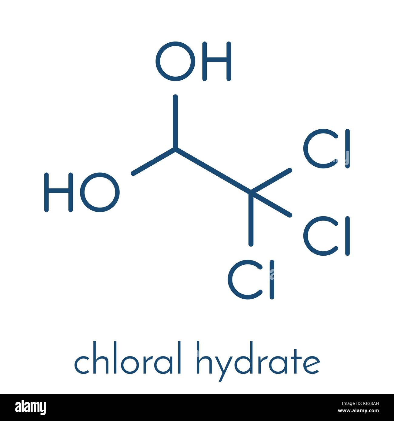 Sedative Compound Chloral hydrate sedative and hypnotic drug molecule. Skeletal formula ...