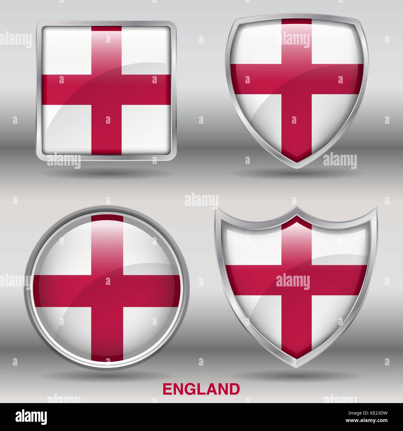 England Flag - 4 shapes Flags States Country in the World with clipping path Stock Vector