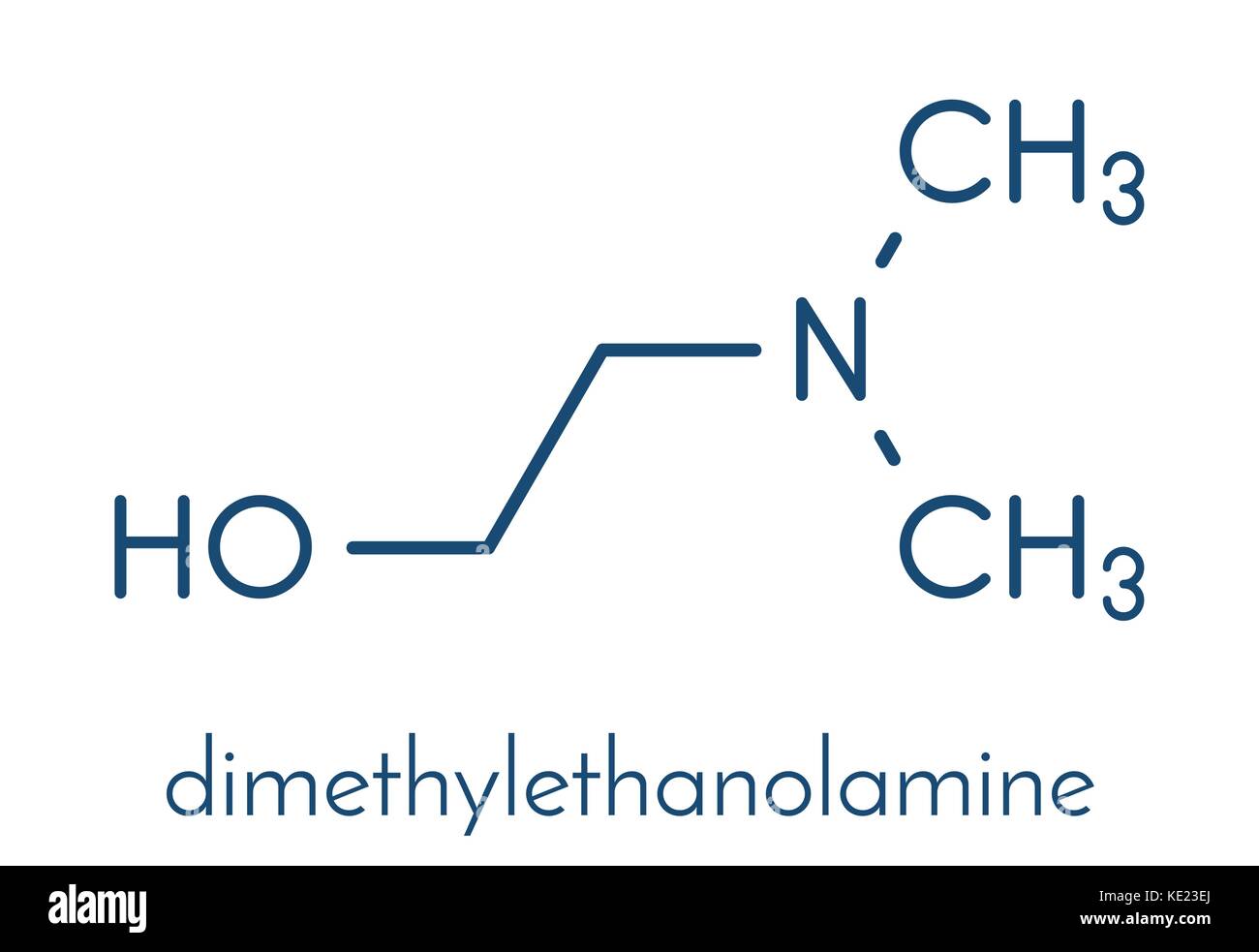 Dimethylaminoethanol (dimethylethanolamine, DMEA, DMAE) molecule. May
