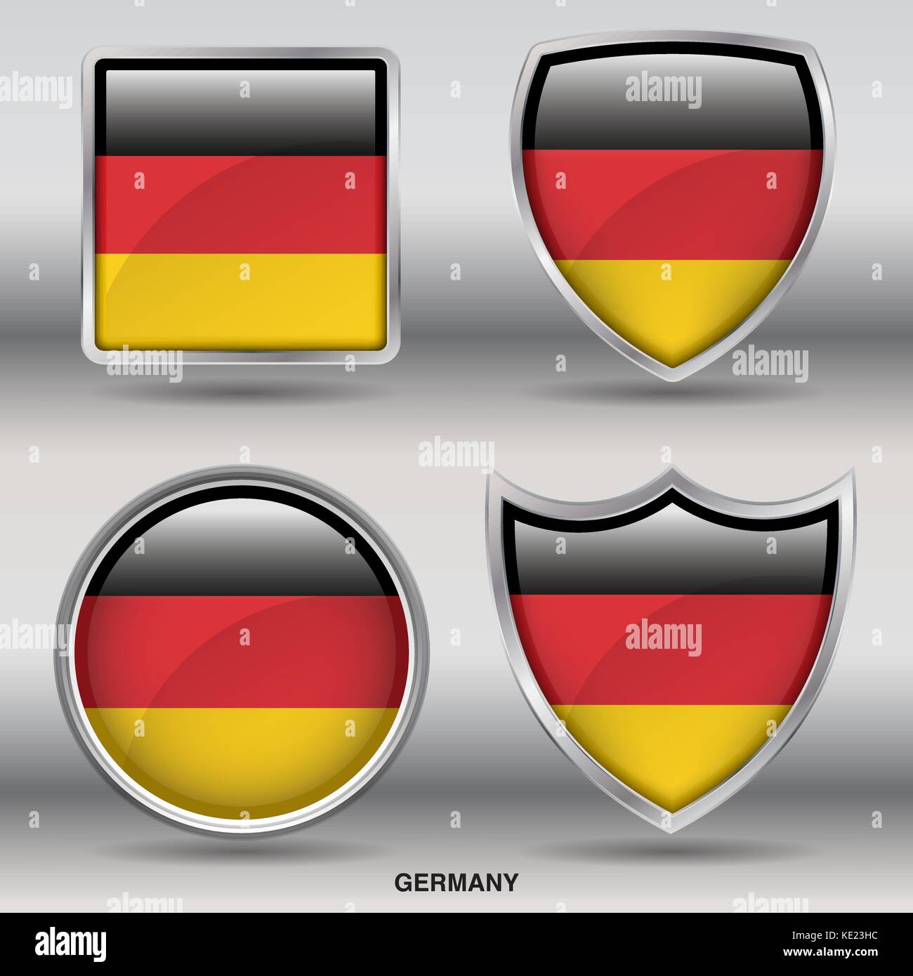 Germany Flag - 4 shapes Flags States Country in the World with clipping path Stock Vector