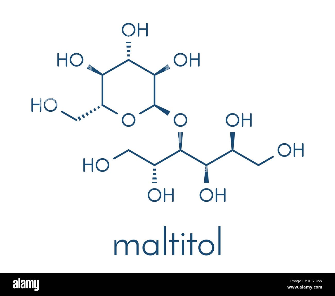 Maltitol sugar alcohol sweetener molecule. Skeletal formula Stock