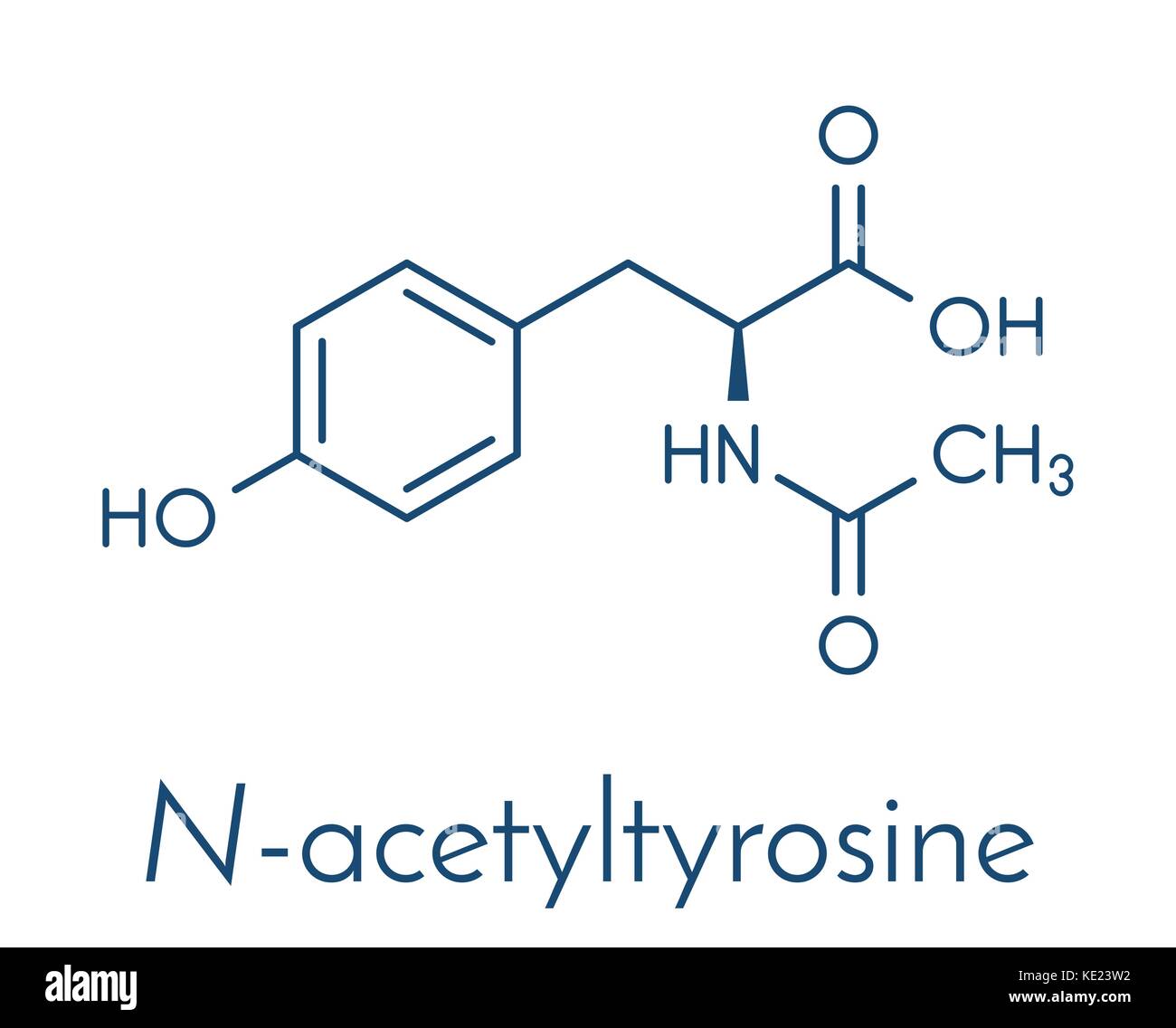 N-acetyl-tyrosine (NALT) molecule. Acetylated form of the amino acid tyrosine. Skeletal formula. Stock Vector