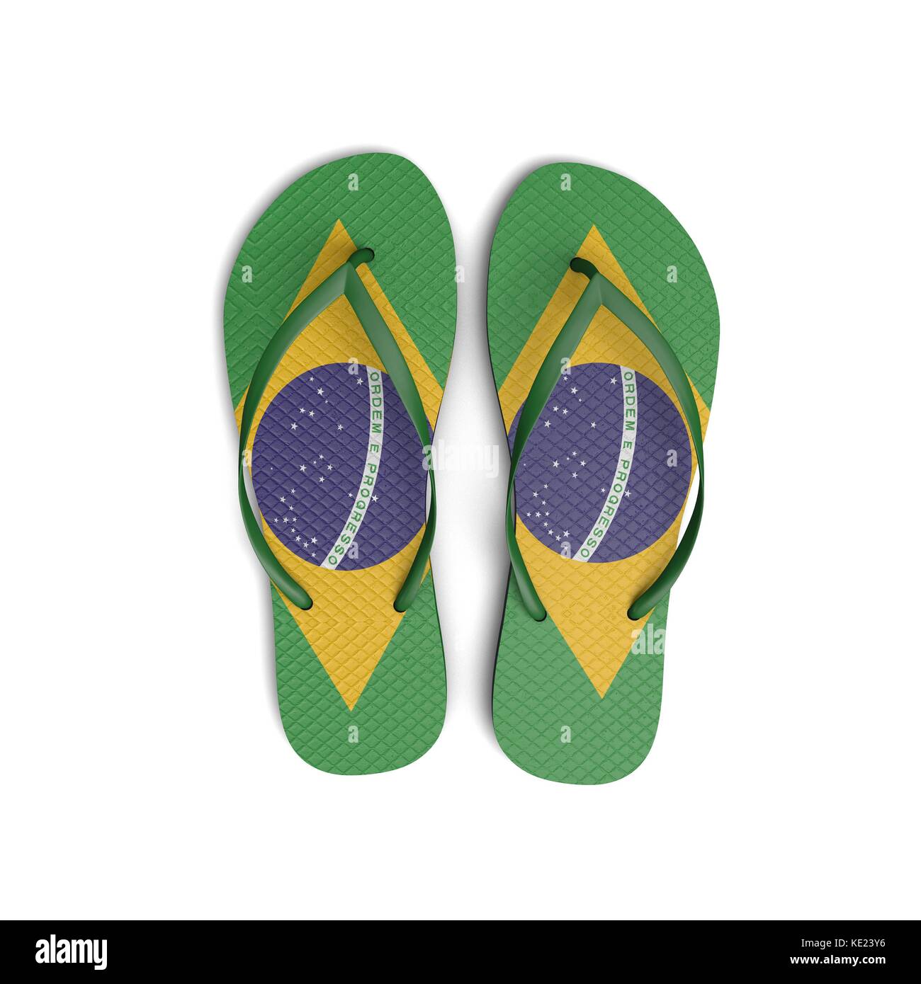 Brazil flag flip flop sandals on a white background. 3D Rendering Stock  Photo - Alamy