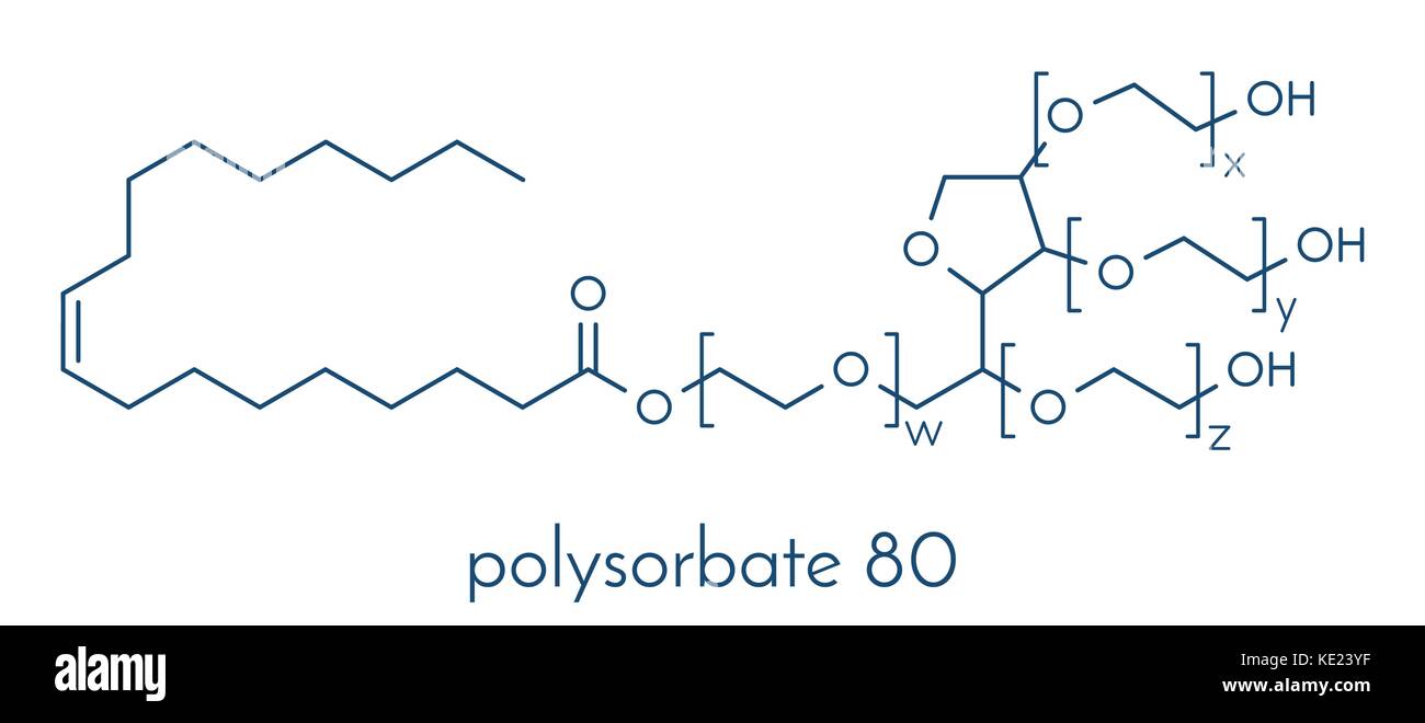 chemical structure of: (A) polysorbate 80, (B) poloxamer 188, and (C)