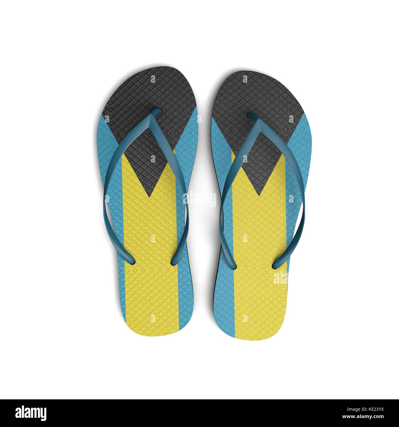 Bahamas flag flip flop sandals on a white background. 3D Rendering ...
