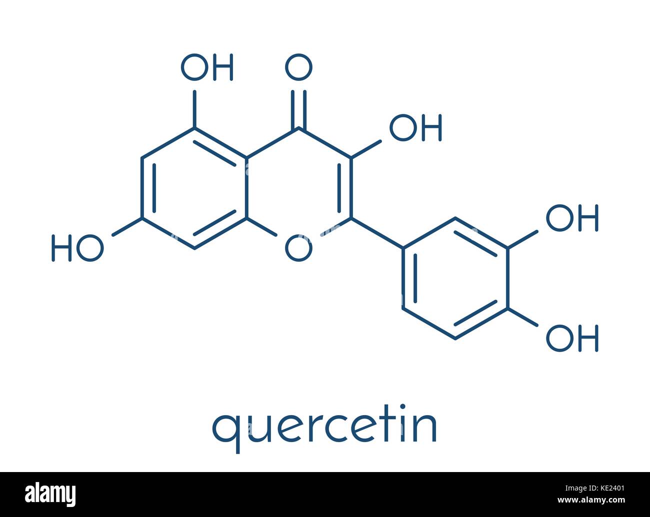 Quercetin plant molecule. Skeletal formula. Stock Vector