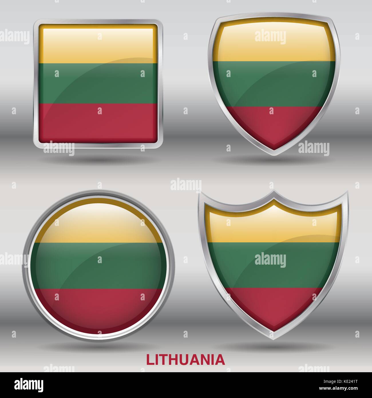 Lithuania Flag - 4 shapes Flags States Country in the World with clipping  path Stock Vector Image & Art - Alamy