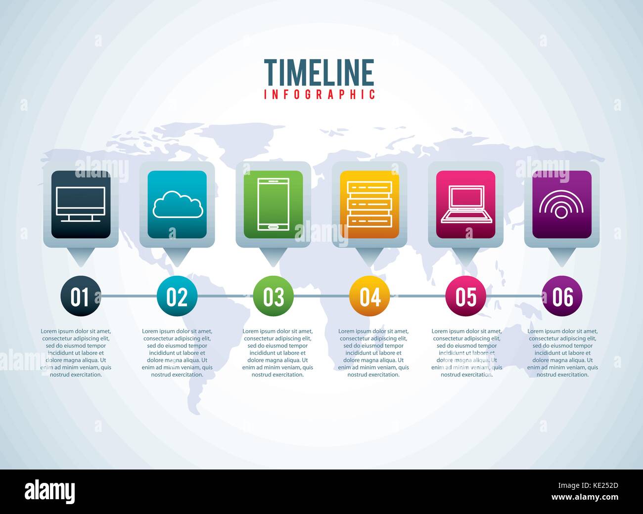 timeline infographic world conection storage system information