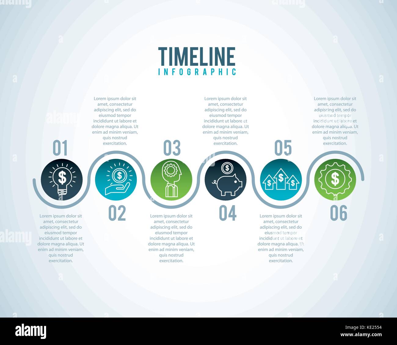 timeline infographic business money diagram circle icons Stock Vector ...
