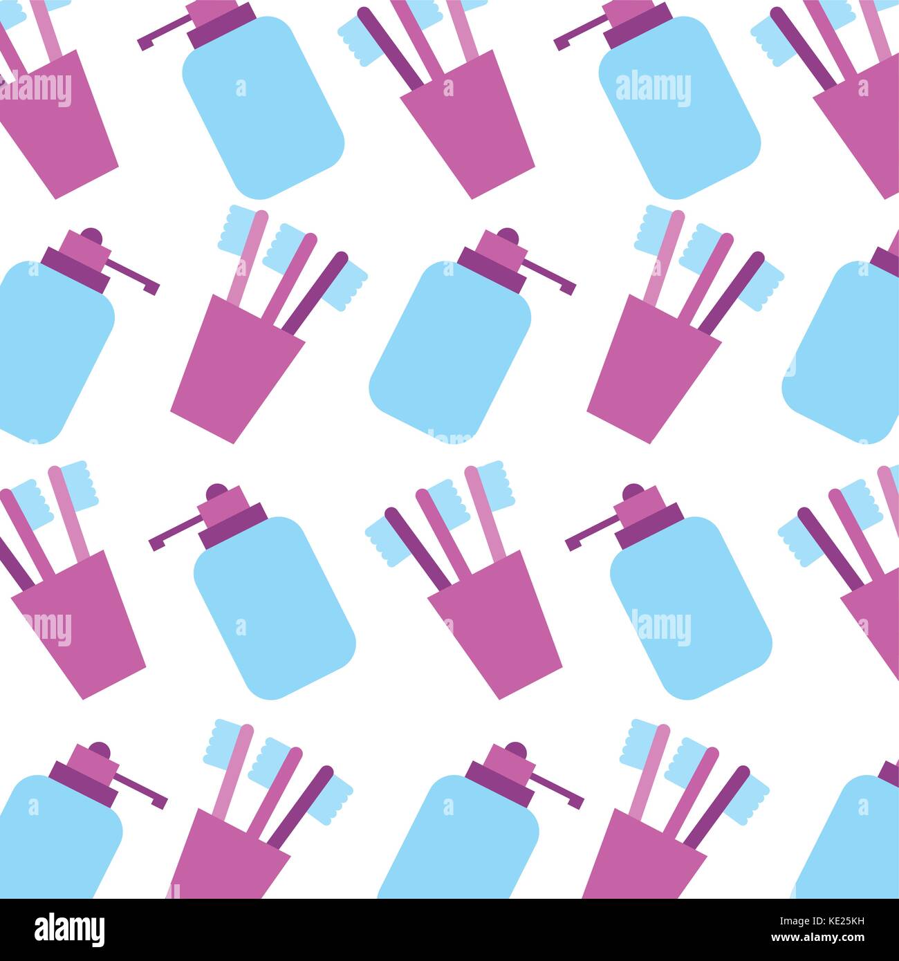 bathroom toothbrush and soap liquid seamless pattern design Stock Vector