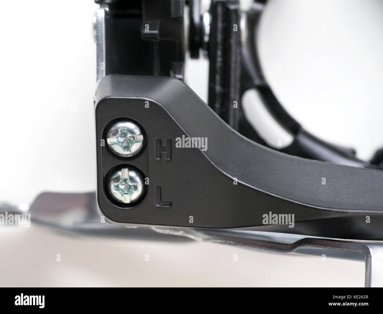 Bike front derailleur adjusting screws close up Stock Photo Alamy