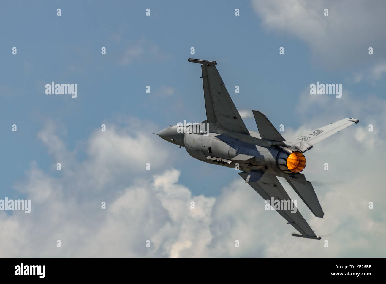 NEW WINDSOR, NY - JULY 2, 2017: The evolution of F 16 Falcon from Stewart International Airport during the New York Airshow. Stock Photo