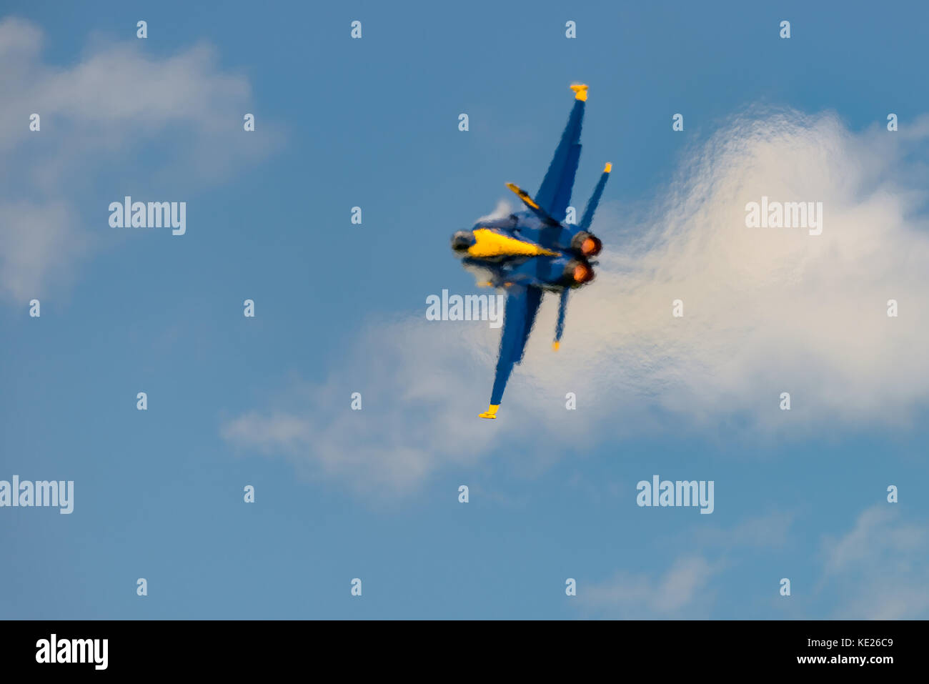 NEW WINDSOR, NY - JULY 2, 2017: U.S.NAVY Blue Angles perform at the Stewart International Airport during the New York Airshow. Squadron is the officia Stock Photo