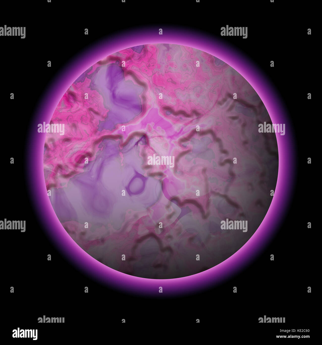 Purple planet in space with thin atmosphere Stock Photo - Alamy
