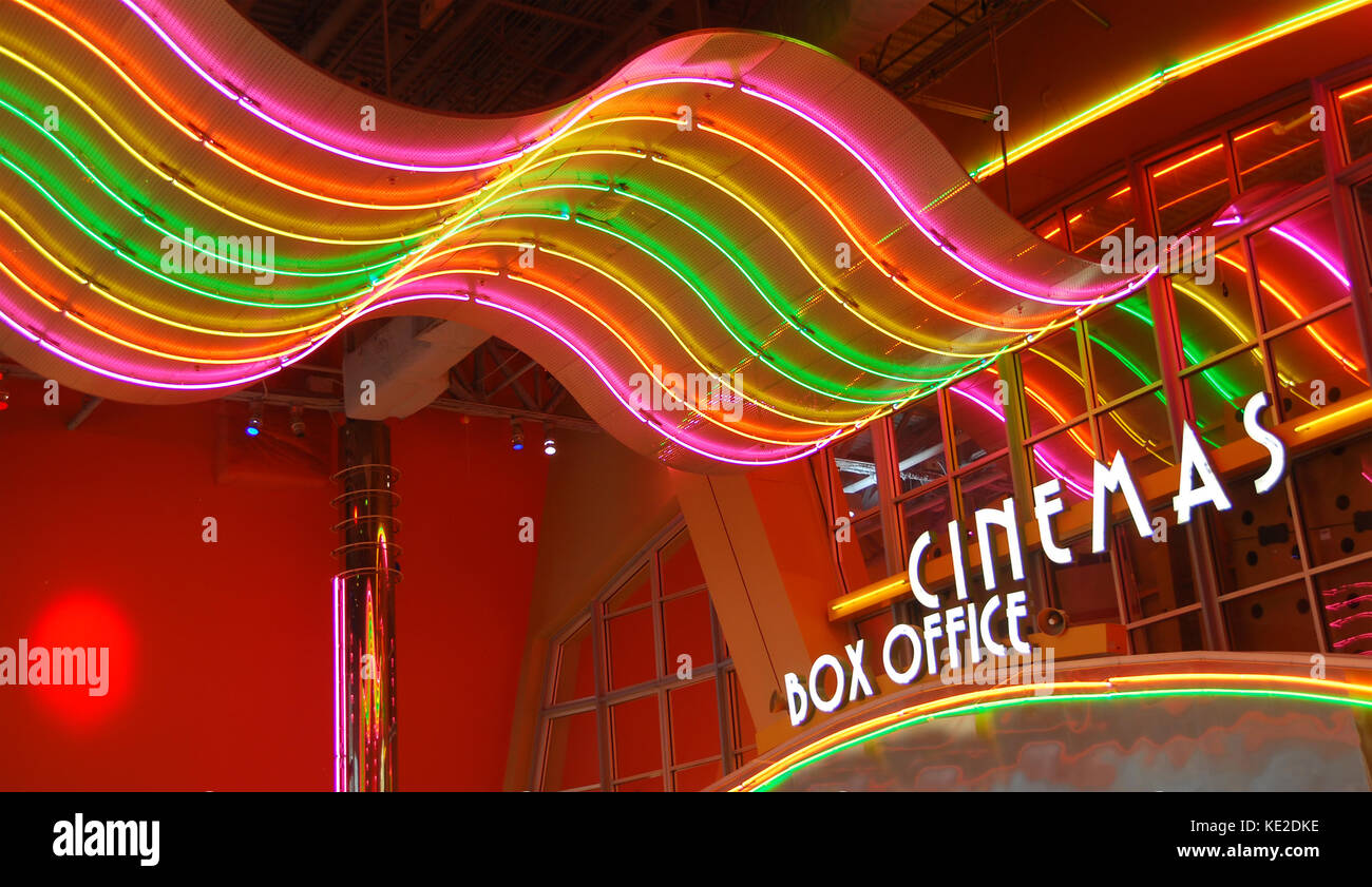 Movie theater neon signs Stock Photo Alamy