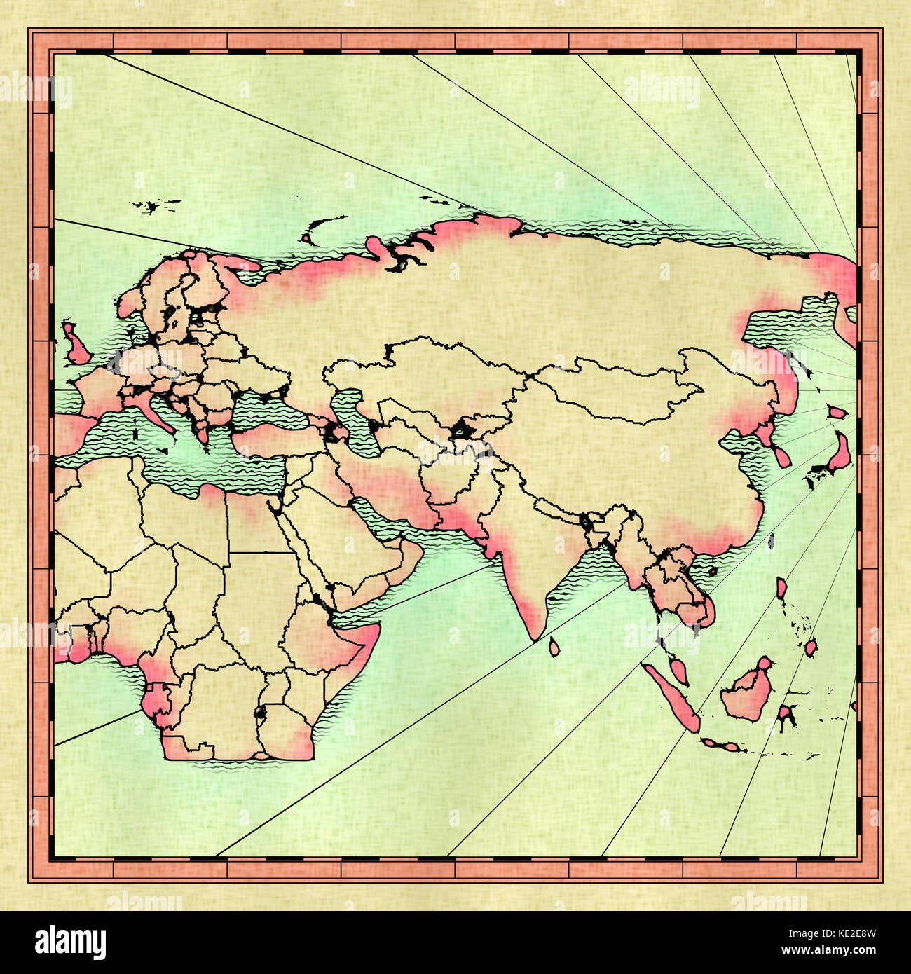 Antique map of the Old World Stock Photo Alamy